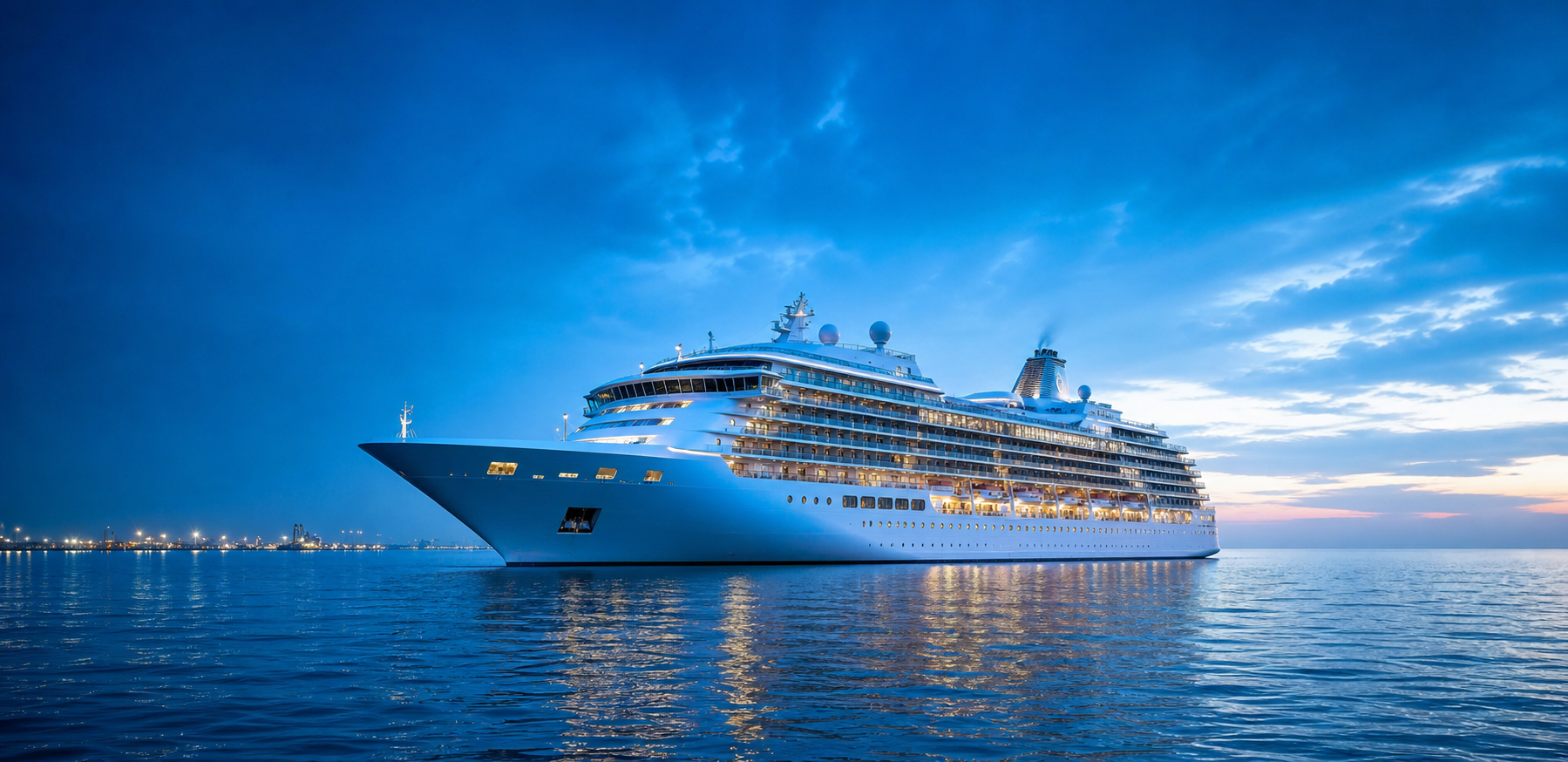 Luxury Cruises Single ship in elegant blue light